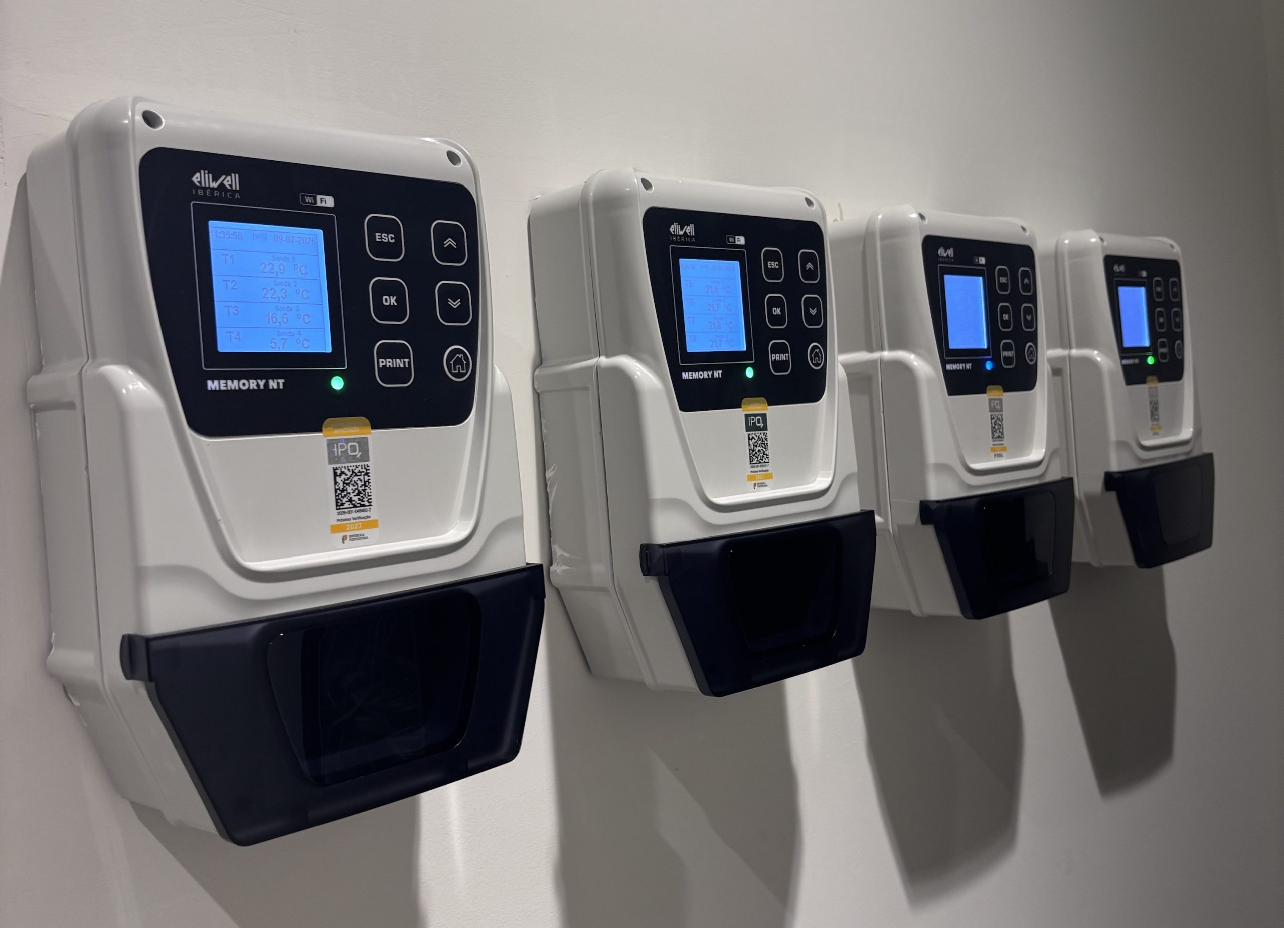 registradores certificados metrológicamente MemoryNT Eliwell instalados en una fábrica de embutidos de Portugal