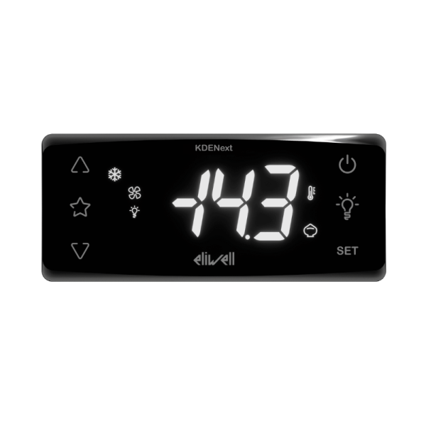 nuevo display táctil KDENext de diseño elegante de color negro para termostato RTX y RTN para refrigeración avanzada